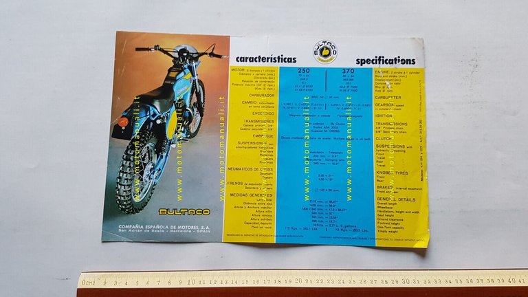 Bultaco Frontera Mk II 370 - 250 Enduro 1978 depliant …