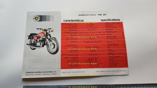 Bultaco Mercurio 175 GT 1976 depliant Spagnolo originale brochure