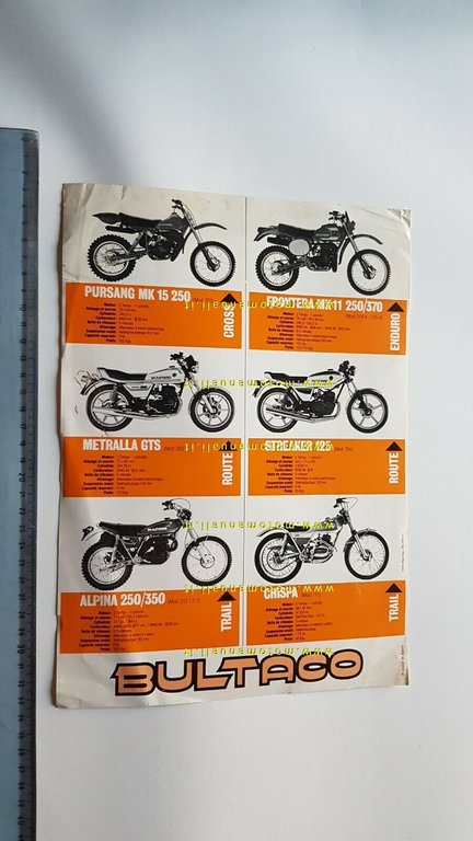Bultaco produzione modelli 1979 depliant FRANCESE originale brochure