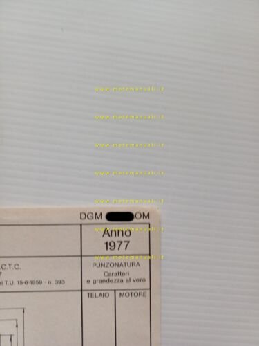 Bultaco Sherpa T 350 1977 scheda omologazione DGM Facsimile Motorizzazione