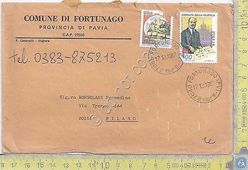 Busta affrancata - Comune di Fortunago - 1987