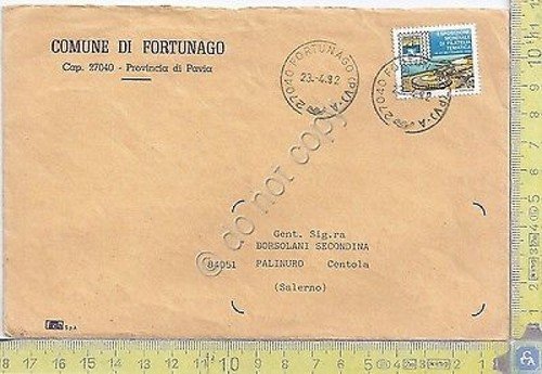 Busta affrancata - Comune di Fortunago - 1992 | Immagine principale