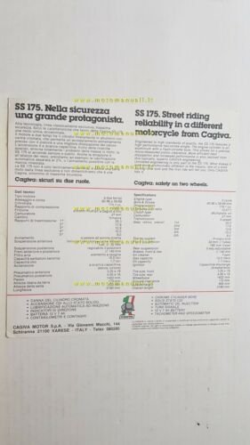 Cagiva - HD SS 175 1978 depliant originale brochure moto