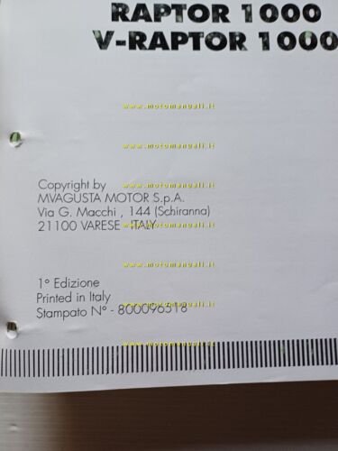Cagiva 1000 Raptor V-Raptor 2000 manuale officina italiano originale shop …