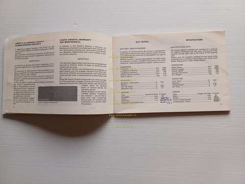 Cagiva 125 Aletta Electra 1984 manuale uso manutenzione originale Italiano
