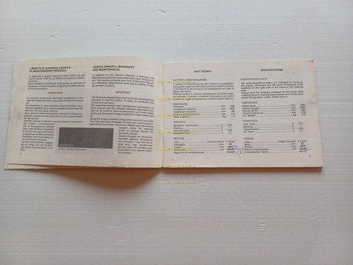 Cagiva 125 Aletta Electra 1984 manuale uso manutenzione originale Italiano