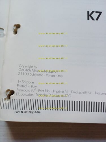 Cagiva 125 K7 1990 manuale officina riparazione originale workshop manual