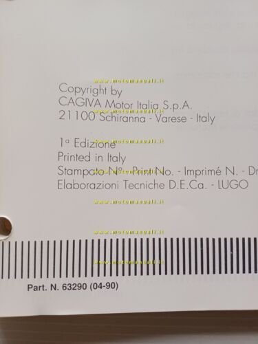Cagiva 125 N 90 1990 AGGIORNAMENTO manuale officina originale