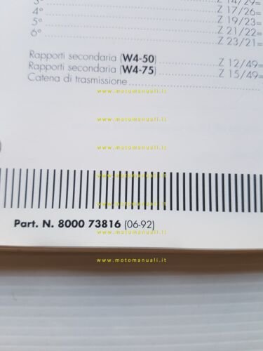 Cagiva 50 W4 50-75 1992 VARIANTI originali manuale officina K3 …