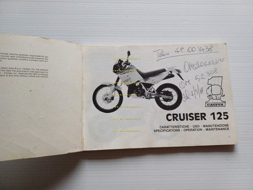 Cagiva Cruiser 125 1987 manuale uso manutenzione libretto originale