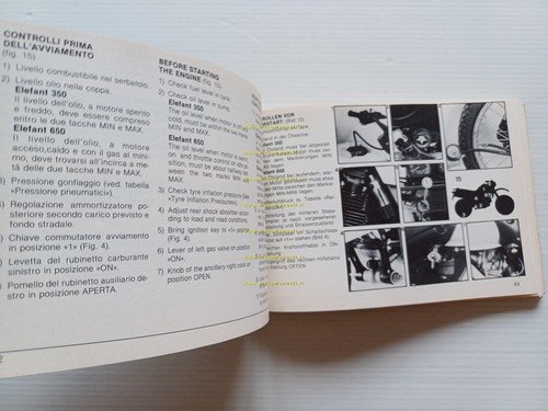 Cagiva Elefant 650 1985 manuale uso manutenzione libretto istruzioni originale