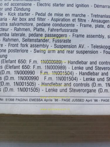 Cagiva Elefant 650-350 1986 catalogo ricambi originale spare parts catalogue