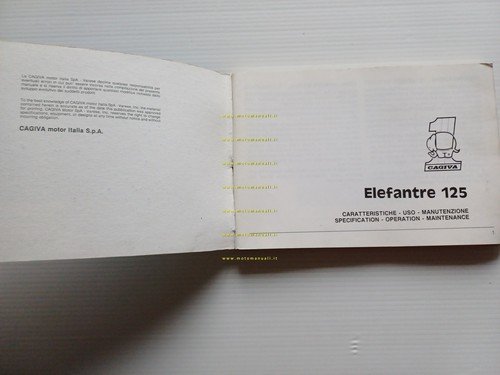 Cagiva Elefantre 125 1986 manuale uso manutenzione libretto originale