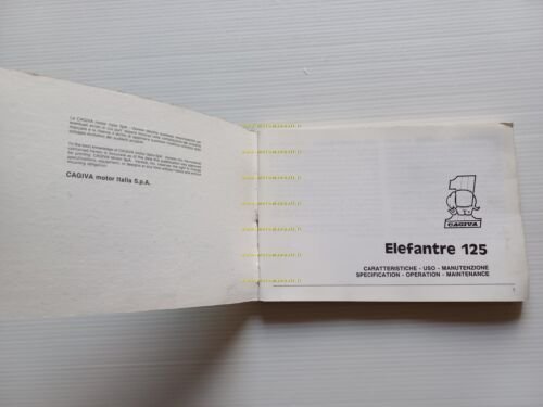 Cagiva Elefantre 125 1986 manuale uso manutenzione libretto originale italiano