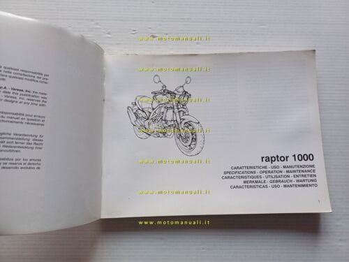 Cagiva Raptor 1000 manuale uso manutenzione libretto originale italiano