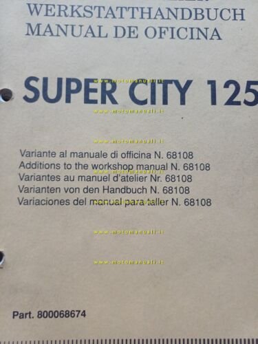 CAGIVA Super City 125 1991 manuale officina AGGIORNAMENTO originale