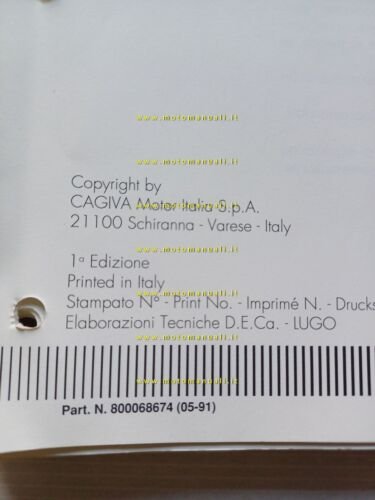 CAGIVA Super City 125 1991 manuale officina AGGIORNAMENTO originale