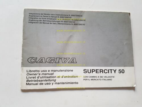 Cagiva Super City 50 1993 cambio 6V aggionamento manuale uso …