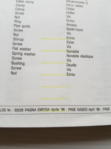 Cagiva WMX 125 1986 Trasformazione Enduro VARIANTI catalogo ricambi originale