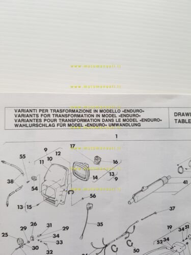 Cagiva WMX 125 1986 Trasformazione Enduro VARIANTI catalogo ricambi originale
