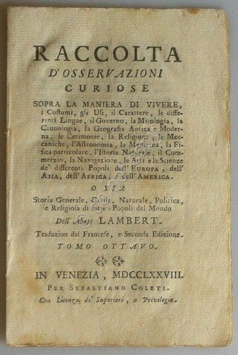 Calcografia 1778 - Asia - Abate Lambert - Venezia