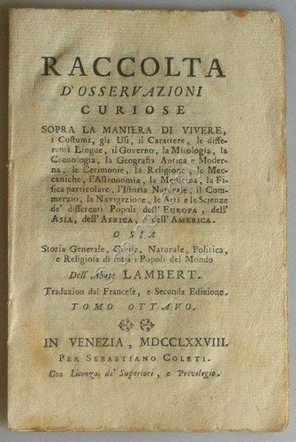 Calcografia 1778 - Asia - Abate Lambert - Venezia