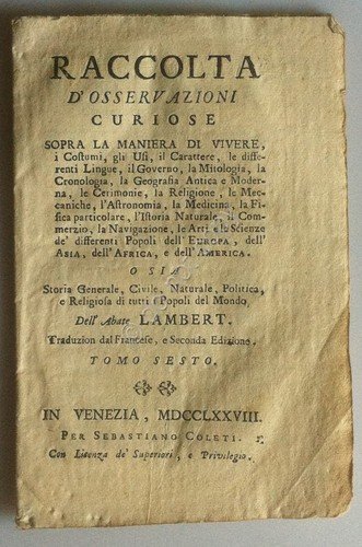 Calcografia 1778 - L'Elvetia - Svizzera - Abate Lambert - …