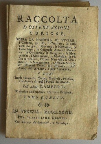 Calcografia 1778 - Paesi Bassi - Abate Lambert - Venezia