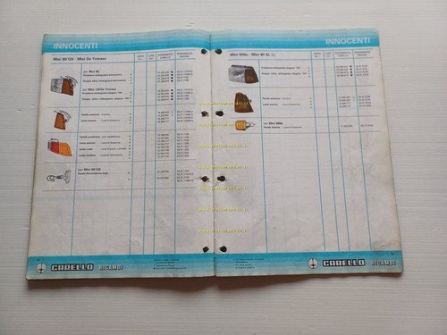 Carello catalogo generale 1986 fari fanali fanalini auto Alfa Lancia …