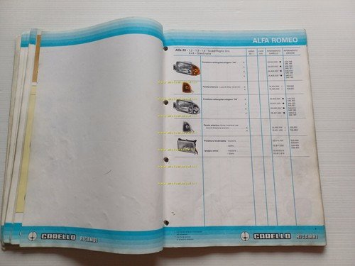 Carello catalogo generale 1986 fari fanali fanalini auto Alfa Lancia …