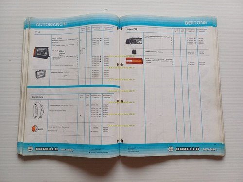 Carello catalogo generale 1986 fari fanali fanalini auto Alfa Lancia …