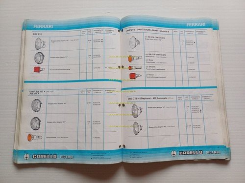 Carello catalogo generale 1986 fari fanali fanalini auto Alfa Lancia …