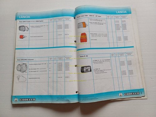 Carello catalogo generale 1988 fari fanali fanalini auto Alfa Lancia …