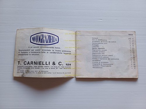 Carnielli Motograziella 50 manuale uso manutenzione libretto originale