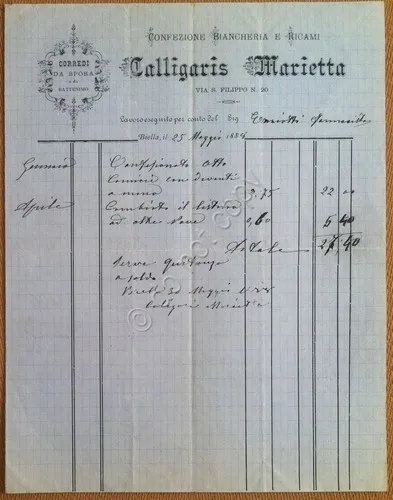 Carta Intestata - Biella - Calligaris Marietta - Confezione biancheria …