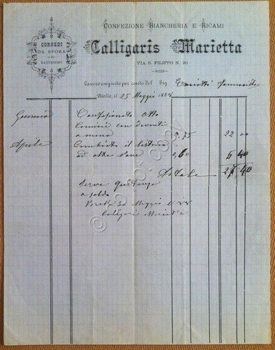 Carta Intestata - Biella - Calligaris Marietta - Confezione biancheria …