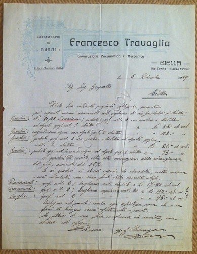Carta Intestata - Biella - Francesco Travaglia - Marmi - …