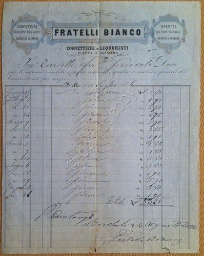Carta Intestata - Biella - Fratelli Bianco - Confetteria - …
