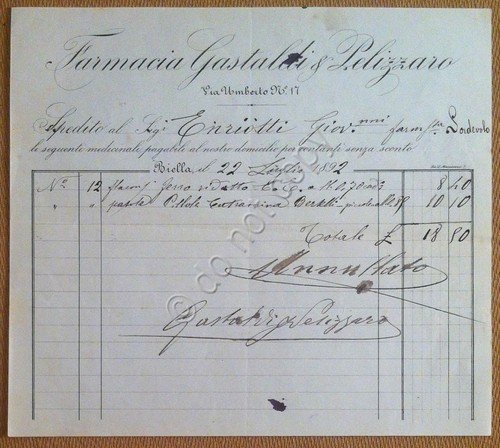 Carta Intestata - Biella - Gastaldini & Pelizzaro - Farmacia …