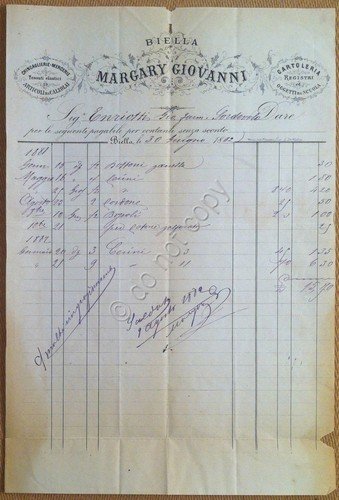 Carta Intestata - Biella - Margary Giovanni - Chincaglieria - … | Immagine principale