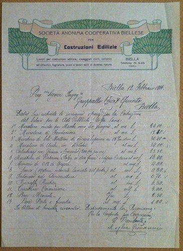 Carta Intestata - Letterhead - Società Anonima Cooperativa Biellese - … | Immagine principale
