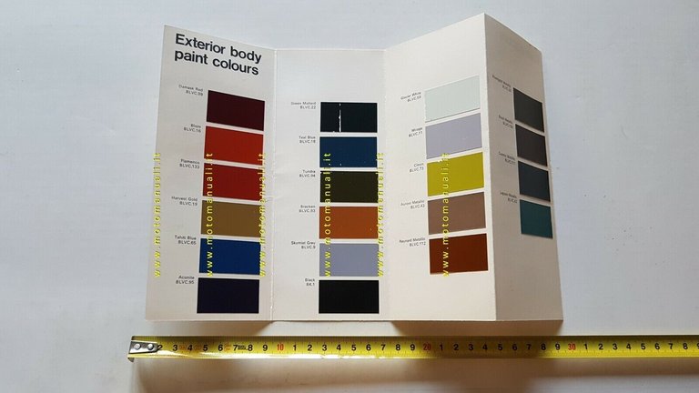 Cartella Colori PAINT AND TRIM COLOURS AUSTIN MORRIS MG WOLSELEY …