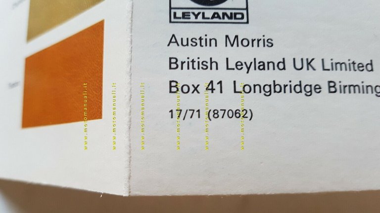 Cartella Colori PAINT AND TRIM COLOURS AUSTIN MORRIS MG WOLSELEY …