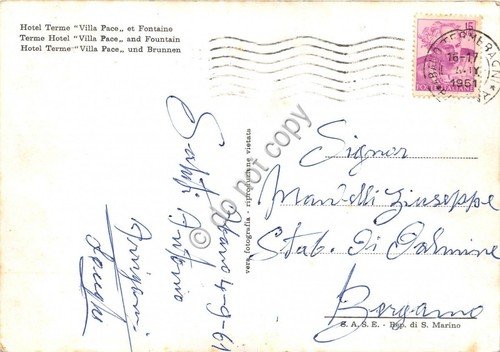 Cartolina - Abano Terme Hotel terme Villa Pace e fontana …