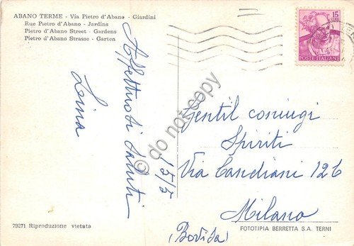 Cartolina - Abano Terme Via P. d ' Abano anni …