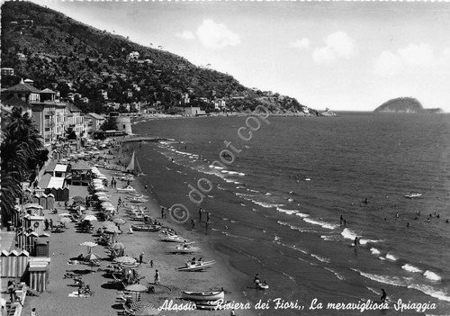Cartolina - Alassio - Spiaggia - 1957 (Savona)