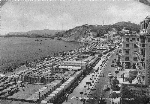Cartolina - Albisola - Panorama spiaggia - 1956