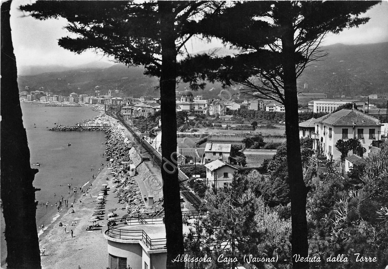 Cartolina - Albissola Capo - Veduta dalla Torre - 1954