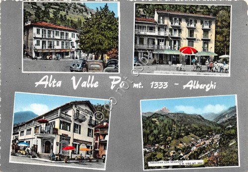 Cartolina - Alta Valle Po vedutine alberghi 1961