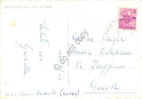 Cartolina - Alta Valle Po vedutine alberghi 1961